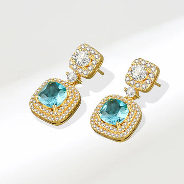 DAIIIBABYYY  -  New Arrival Elegant Shiny CZ Zircon Square Star 925 Silver Needle Ladies Tassels Stud Earrings Jewelry For Women Not Allergic